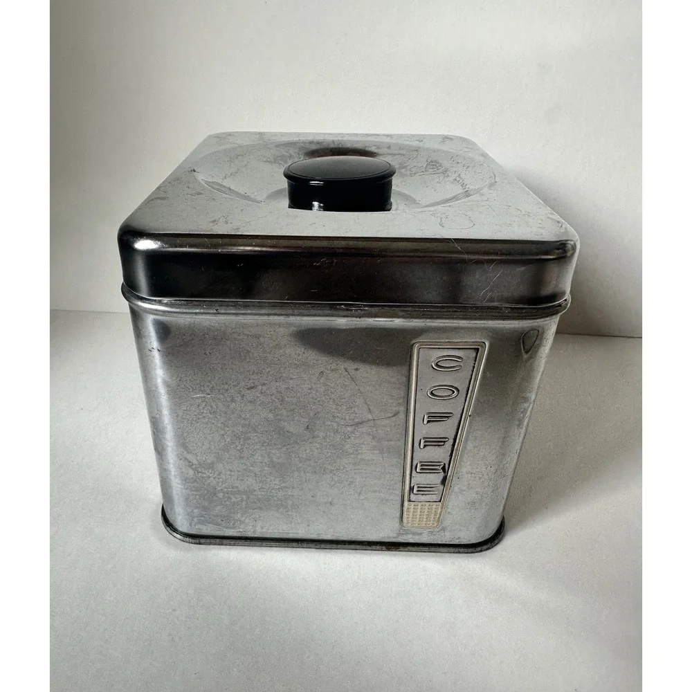 Lincoln BeautyWare Coffee Canister Chrome MCM Kitchen Vintage